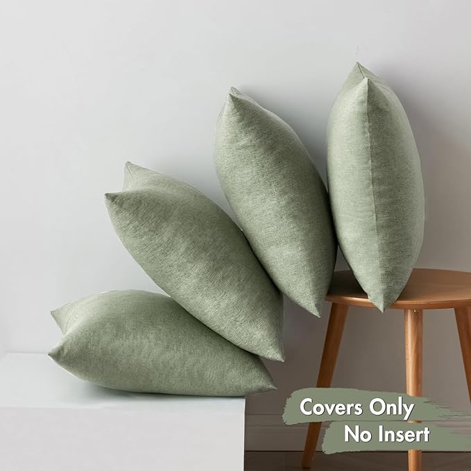 MIULEE Pack of 4 Decorative Outdoor Throw Pillow Covers Linen Waterproof Pillow Covers Spring Farmhouse Cushion Cases for Patio Garden Tent Balcony Couch Sofa 18x18 inch Gray Green