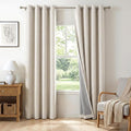 100% Blackout Shield Linen Blackout Curtains for Bedroom, Beige Grommet Curtains for Living Room, Thermal Insulated Room Darkening Drapes for Nursery, Boho Home Decor, 50" W x 108" L, 2 Panels