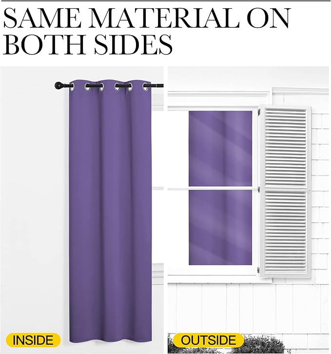 NICETOWN Blackout Curtains & Drapes for Bedroom, Lilac Purple, W34 x L40, Set of 2, Triple Weave Grommet Top Thermal Insulated Light Blocking Panels for Bathroom/Living Room