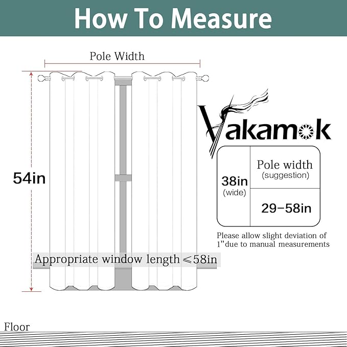 Yakamok Light Beige Curtains Room Darkening Thermal Insulated with Grommet Window Curtain for Bedroom, 38Wx54L inch, 2 Panels