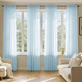 MIULEE Sky Blue Sheer Curtains 96 Inches Long, 4 Panels Set, Light Filtering Rod Pocket Voile Drapes for Living Room and Bedroom, Airy Soft Fabric Window Treatments, 42 x 96 Inches