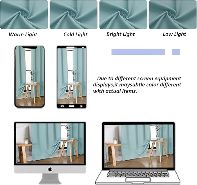 Simplebrand Ava Aqua Short Blackout Curtains for Bedroom 45 Inches Long 2 Panels Set, Solid Thermal Insulated, Energy Saving Window Treatment Curtains Blackout Drapes, W40 x L45 Inch, Aqua