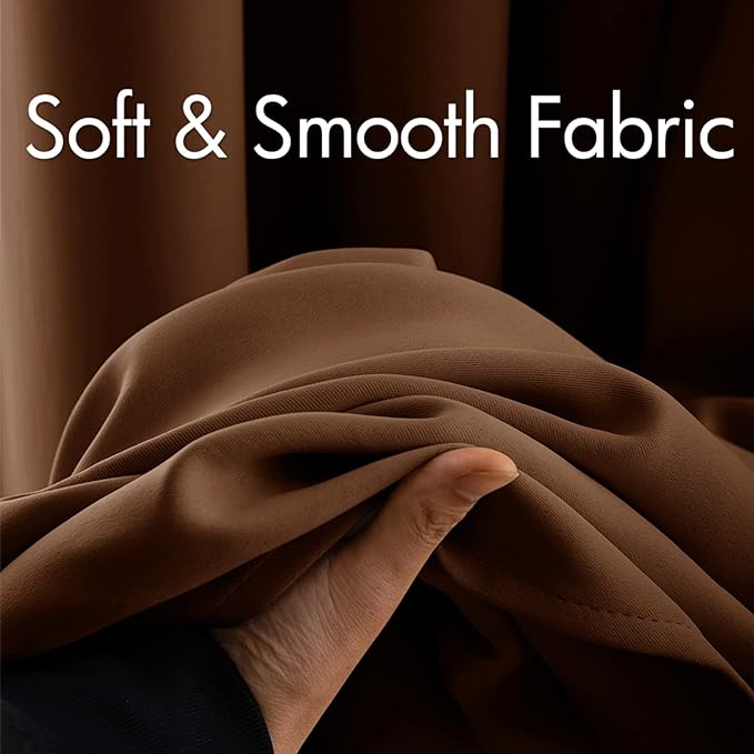 MIULEE Blackout Curtains for Bedroom Living Room Thermal Insulated Room Darkening Mocha Grommet Top Solid Light Blocking Drapery Set of 2 Window Panels 52 x 72 Inches, Cappuccino Brown