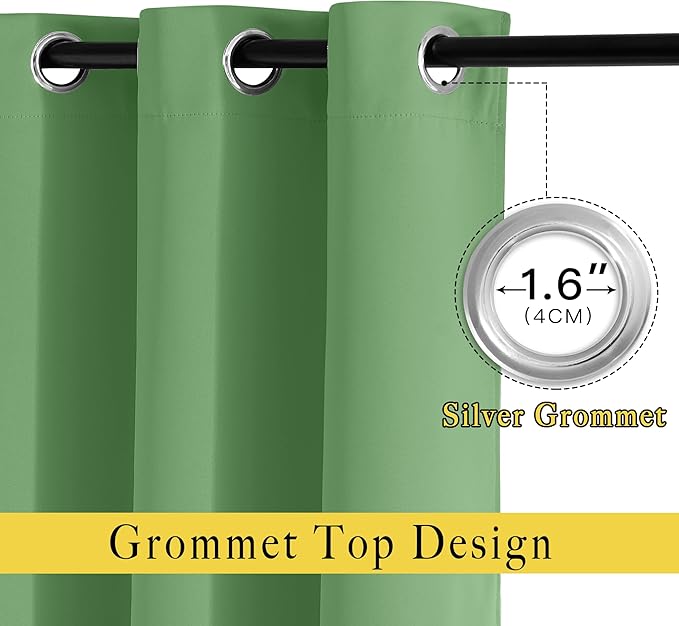 NICETOWN Forest Green Blackout Curtains Grommet - Thermal Insulated Solid Grommet Blackout Curtains/Panels/Drapes for Bedroom (2-Pack, 52 by 45-Inch)