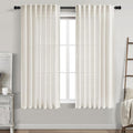 Cream Linen Back Tab Pocket Curtains 60 Inch Length for Living Room 2 Panel Set Neutral Modern Farmhouse Window Curtain Semi Sheer Light Filtering Privacy Drapes for Bedroom Natural Ivory 52x60