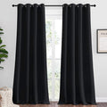NICETOWN Bedroom Blackout Curtains Panels, 1 Pair, 52 inches by 92 Inch, Black, Triple Weave Energy Saving Thermal Insulated Solid Grommet Blackout Draperies for Patio