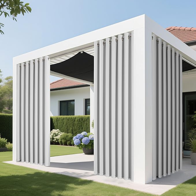 Joydeco Blackout Patio Sliding Door Curtains 96 Inches Long, Grommet Privacy Room Divider Curtains, Extra Wide Thermal Blackout Drapes for Bedroom Living Room (Greyish White, 60Wx96L, 1 Panel)