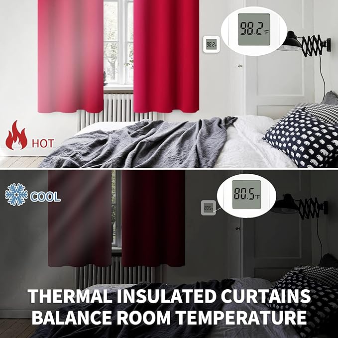 BGment Christmas Room Darkening Curtains 63 Inches Long - Grommet Thermal Insulated Drapes Window Treatment Curtains for Bedroom, 2 Panels, 42 x 63 Inch, Red