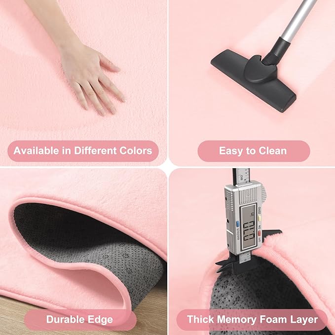 Amearea Modern Soft Hallway Runner Rug, 2x6 Feet Washable Runner Rugs for Hallway, Pink Fluffy Rug Bedroom Bedside Rugs, Non Slip Memory Foam Rug Carpet for Entrance Kitchen Living Room Decor