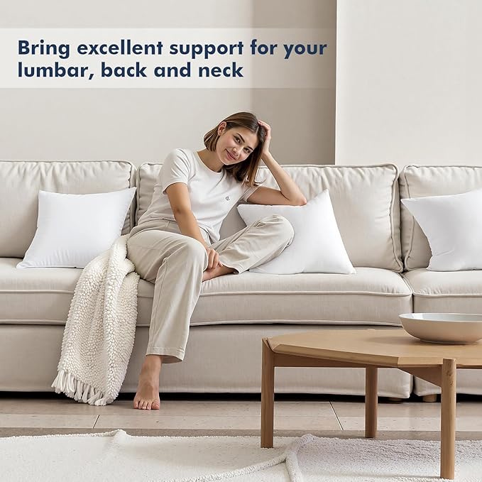 MIULEE Throw Pillows Inserts, Pack of 2 28x28 Inch 100% Virgin Fiber Filling Bed Couch Pillows