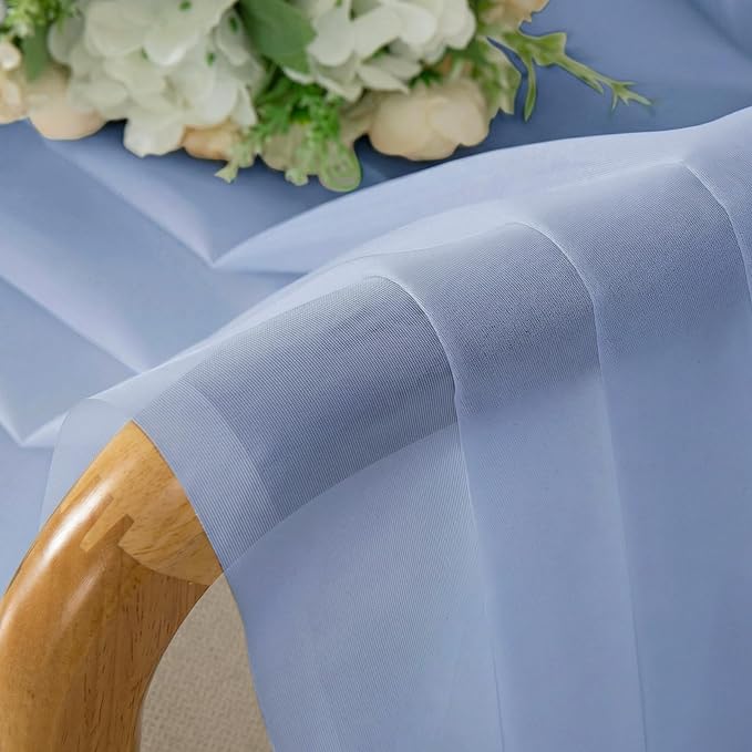 OWENIE Sheer Curtains 72 Inches Long 2 Panels Set, Modern Light Filtering Sheer Curtain Rod Pocket Clear Drapes for Window Sliding Door, Demin, 2 Pcs Each 42 x 72 Inch