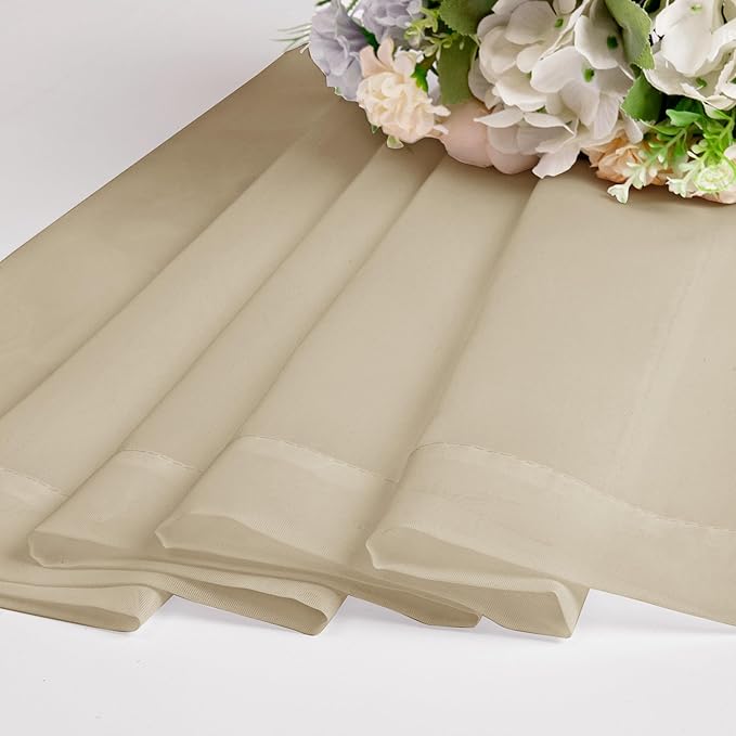 Chyhomenyc Taupe Sheer Curtains 24 Inch Length, Short Window Curtains for Bathroom Living Room Basement, Light Filtering Small Cafe Curtains, 42W x 24L Inches, 2 Panels