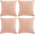 Fancy Homi 4 Packs Boho Pink Decorative Throw Pillow Covers 14x14 Inch for Living Room Couch Bed Sofa, Rustic Modern Farmhouse Home Decor, Soft Plush Corduroy Cute Square Cushion Case 35x35 cm