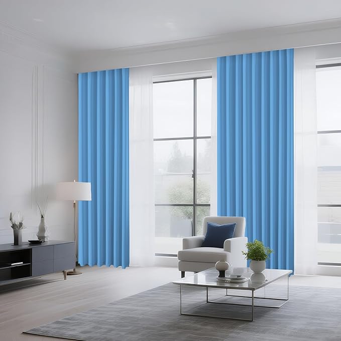 CUCRAF Light Blue Blackout Curtains 45 inch Length 2 Panels Set, Rod Pocket Room Darkening Drapes for Bedroom Living Room, Insulated Thermal Light Blocking Window Curtain (W52 x L45 Inch)
