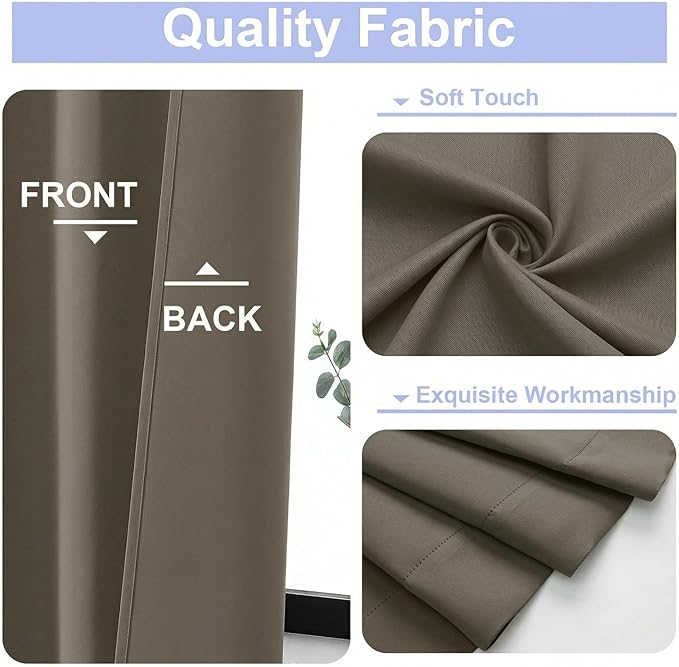 Simplebrand Ava Latte Short 36 Inches Blackout Curtain 2 Panels Set, Half Window Rod Pocket Privacy Curtain Tiers for Kitchen, Curtains Blackout for Bathroom Shades, W40 x L36 Inch, Latte