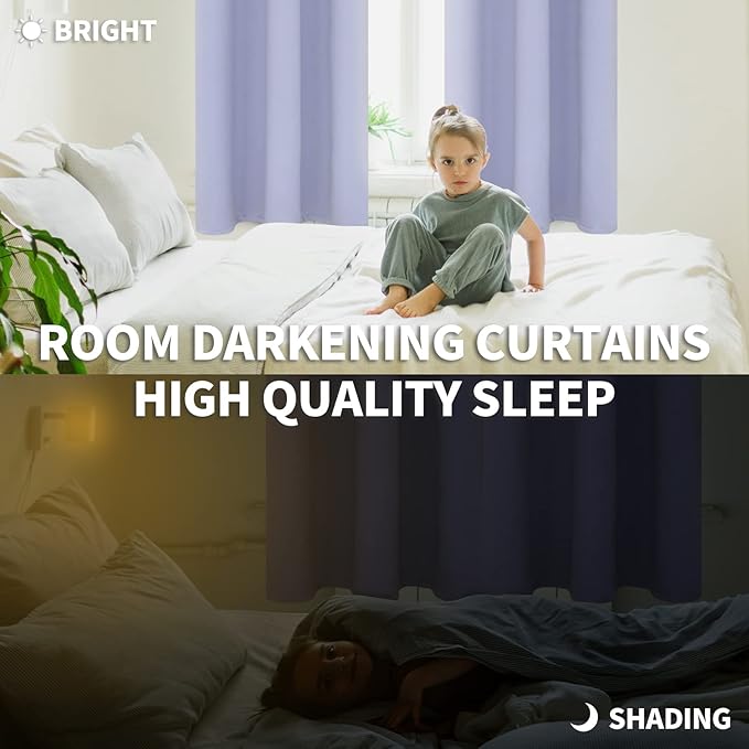 BGment Blackout Curtains - Grommet Thermal Insulated Room Darkening Bedroom and Living Room Curtains, Set of 2 Panels (70 x 84 Inch, Lavander)
