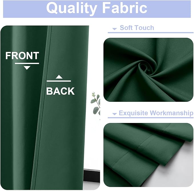 Simplebrand Ava Ever Green Short 30 Inches Blackout Curtain 2 Panels Set, Half Window Rod Pocket Privacy Curtain Tiers for Kitchen, Curtains Blackout for Bathroom Shades, W30 x L30 Inch, Navy Blue