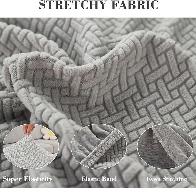 Sofa Covers Couch Covers for Sofa Pet Friendly Couch Cushion Covers Universal Sofa Covers Washable Stretch Slipcovers for Sectional Sofa (Texture Light Gray,Back Cover M)