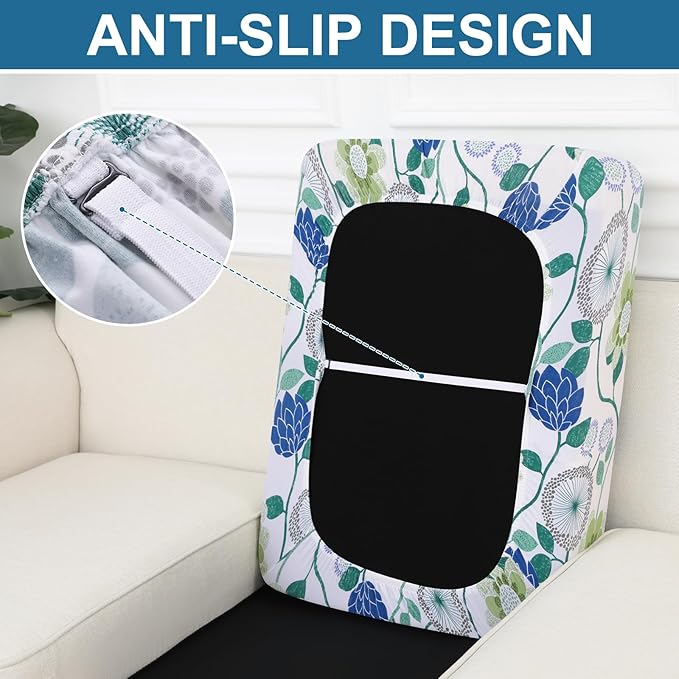 Smiry Printed Couch Cushion Covers, Stretch Soft Couch Covers for Sofa, Washable Non-Slip Sofa Slipcover Furniture Protector for Indoor and Outdoor (2 Pack, Light Green)
