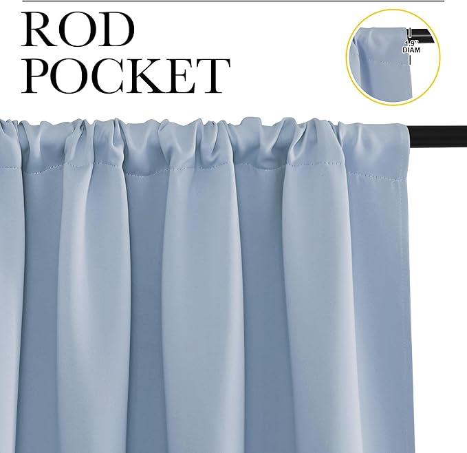 NICETOWN Blackout Curtains for Living Curtains, Vintage Blue, 2 Panels, 42 by 72, Room Darkening Window Curtain Panels, Easy-Care Solid Thermal Insulated Draperies/Drapes for Daughter Room