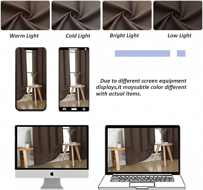Simplebrand Blackout Extra 10ft Curtains for Patio 120 Inches Long 2 Panels Set, Solid Thermal Insulated Energy Saving Rod Pocket Window Treatment Curtains Blackout Drapes, 50" Wx120 L, Chocolate