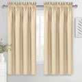 DWCN Blackout Curtains for Living Room Thermal Insulated, Energy Saving & Noise Reducing Bedroom Curtains, Beige, W 70x L 63 Inch, Set of 2 Rod Pocket Curtain Panels