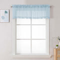 Chyhomenyc Sky Blue Sheer Valances for Windows - Light Filtering Small Kitchen Curtains, Rod Pocket Short Top Window Treatment Decor for Living Room Bathroom Basement, 42Wx16L inches, 2 Panels