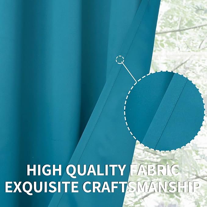 BGment Blackout Curtains - Grommet Thermal Insulated Room Darkening Bedroom and Living Room Curtains, Set of 2 Panels (52 x 63 Inch, Peacock Blue)