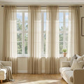 MIULEE Beige Sheer Curtains 96 Inches Long, 4 Panels Set, Rod Pocket Voile Drapes Light Filtering and Semi Transparent, Elegant Window Treatments for Bedroom Living Room,42 x 96 Inches