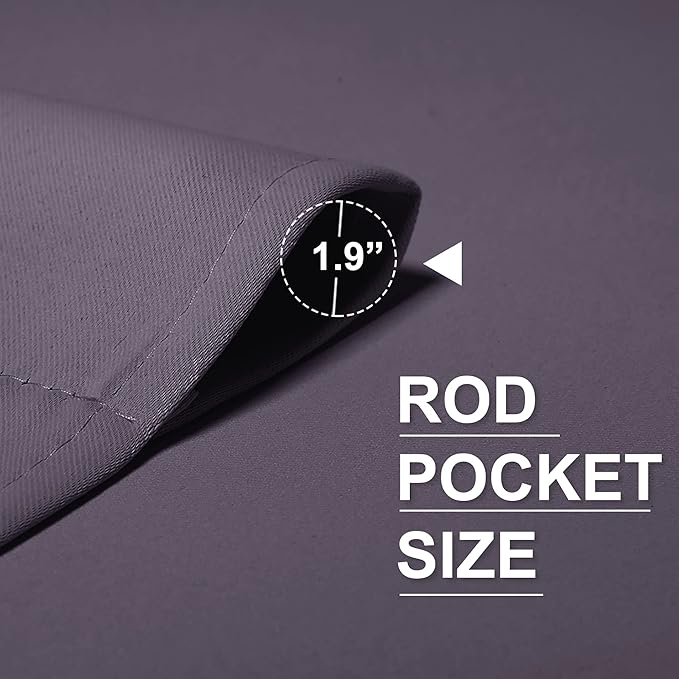 RYB HOME Blackout Curtains for Bedroom Living Room 63 inches Long, Thermal Insulated Privacy Rod Pocket Drapes for Nursery Office Home Theater, Width 42 by Length 63, Greyish Purple, 2 Panels