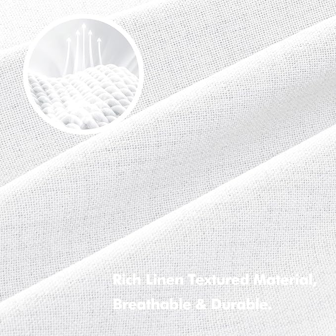 MIULEE 100% Blackout Linen Curtains for Bedroom, Bright White Solid Luxury Decor Thermal Insulation Room Darkening Drapes for Living Room Nursery Back Tab Rod Pocket 42 x 63 Inches, 2 Panels