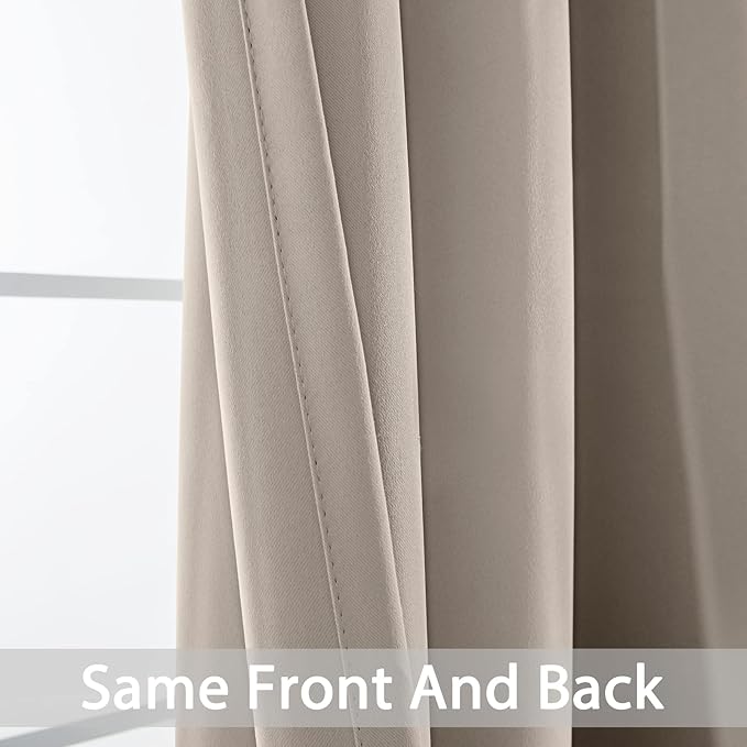 Yakamok Kitchen Bathroom Window Curtains - Grommet Blackout Curtains Small Window Short Drapes for Bedroom Living Room Kids Nursery Room(2 Panels,Natural,42x36 Inch)