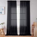Simplebrand Black Sheer Curtains 120 Inches Long, Extra Long Rod Pocket Solid Color Window Sheer Curtain Panels, Elegant Curtains & Drapes for Living Room, Bedroom 2 Panels (Black, 59" W x 120" L)