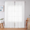 Simplebrand White Sheer Curtains 90 Inches Long, Light Filtering Rod Pocket Solid Color Window Sheer Curtain Panels, Elegant Curtains & Drapes for Living Room, Bedroom 2 Panels (White, 59" W x 90" L)