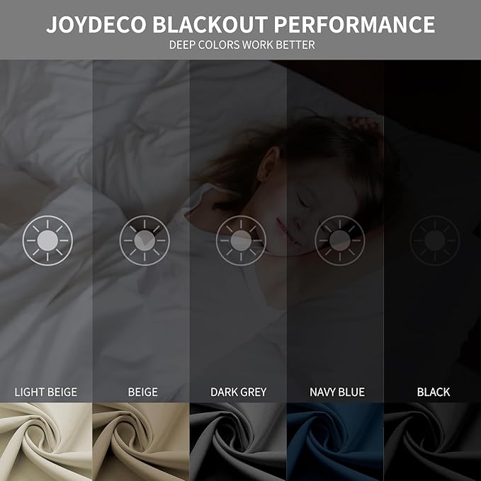 Joydeco Blackout Curtains 120 Inch Length 2 Panels Set, Thermal Insulated Long Curtains& Drapes 2 Burg, Curtains for Living Room Bedroom Window(Navy Blue, W52 x L120 Inch)