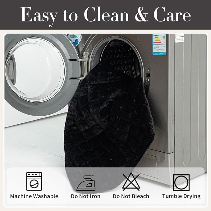 Velvet Couch Cover, Plush Sectional Sofa Cover Washable, Anti Slip Sofa Slipcover for Loveseat, Furniture Protector Covers for Pets & Kids(1PC, Black, 35.4"×47.2", Loveseat)