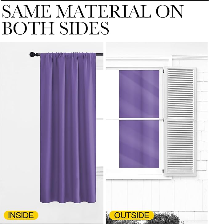 NICETOWN RV Blackout Curtains for Camper Windows, Lilac Purple, 29" Wide by 40" Long, 2 PCs, Short Blackout Curtains & Drapes, Thermal Insulated Blackout Curtain Panels for Kids Room, Play Room