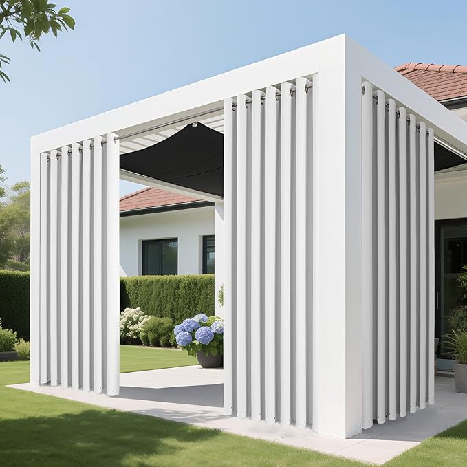 Joydeco Blackout Patio Sliding Door Curtains 108 Inches Long, Grommet Privacy Room Divider Curtains, Extra Wide Thermal Blackout Drapes for Bedroom Living Room (Pure White, 70Wx108L, 1 Panel)