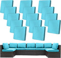 14Pcs Stretch Patio Cushion Covers,Outdoor Couch Covers Replacement,Outdoor Couch & Sofa Slipcovers,for Patio Furniture Cushion Covers,Washable Reusable Furniture Protector (Sky Blue, Cover Only)