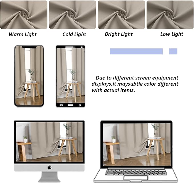 Simplebrand Ava Stone Blackout Curtains for Bedroom 90 Inches Long 2 Panels Set, Solid Privacy Energy Saving Living Room Window Treatment Curtains Blackout Drapes, W40 x L90 Inch, Stone