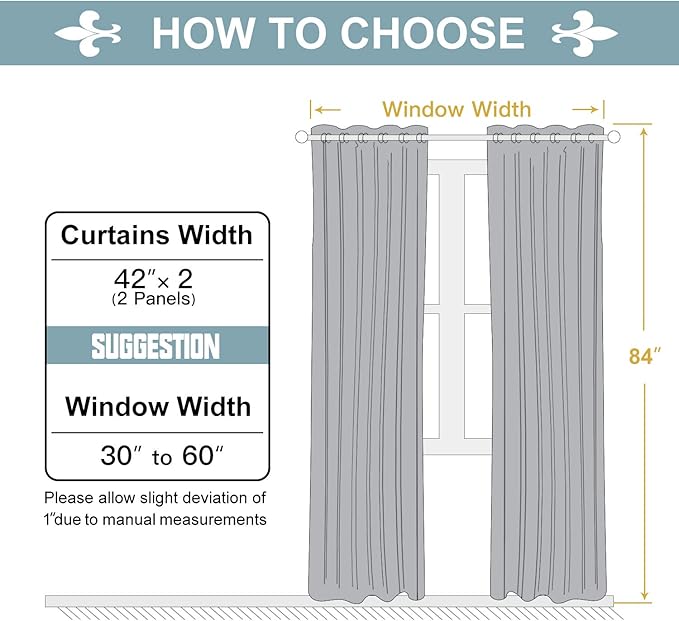 ChrisDowa Grommet Blackout Curtains for Bedroom and Living Room - 2 Panels Set Thermal Insulated Room Darkening Curtains (Stone Blue, 42W x 84L)
