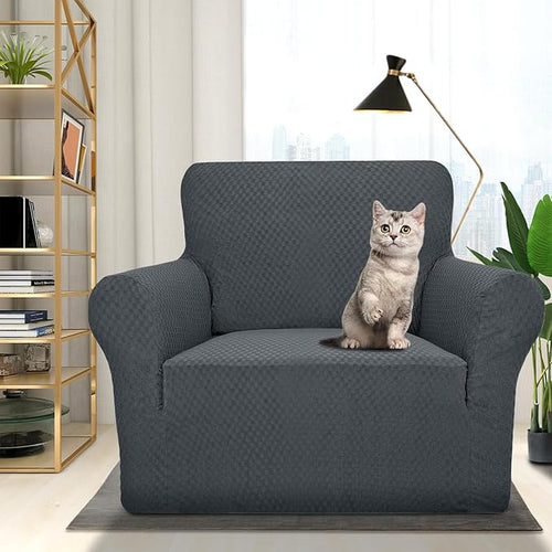 1 Piece Jacquard Chair Slipcovers for Living Room High – Dark Grey