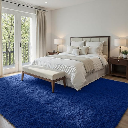 5x7 Area Rugs for Living Room Rug: Soft Fluffy Shag Blue Rugs for Bedroom, Non-Slip Large Fuzzy Plush Rug Indoor Floor Carpet for Nursery Kids Boys Girls Room, Dorms, Playroom, Modern Home Decor