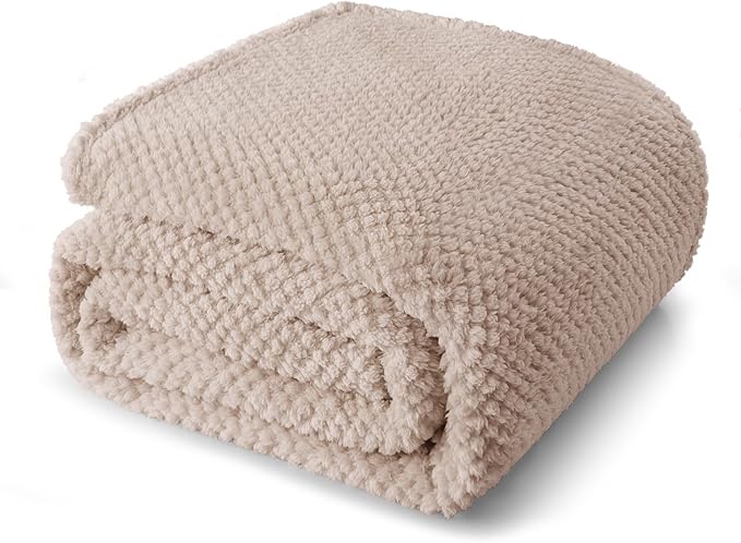 Whale Flotilla King Size Fuzzy Fleece Blanket for Bed, 90x104 Inch Fluffy Warm Soft Jacquard Blankets for All Season, Lightweight and Cozy, Camel