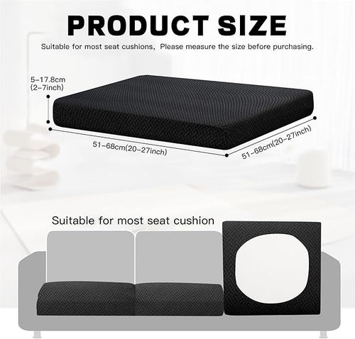 8Pcs Outdoor Cushion Covers, Patio Cushion Covers,Stretch Elastic Slipcovers, Replacement Washable & Reusable Furniture Protector for Patio Couch,Thick Jacquard Textured Twill Fabric(Black,Cover Only)