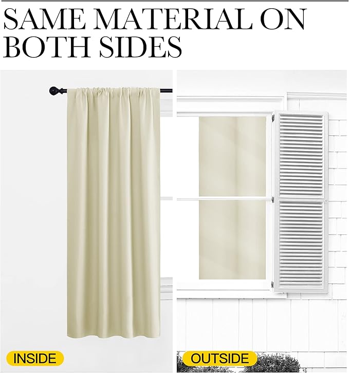 NICETOWN Kitchen Curtains, Short Blackout Curtains & Drapes, Small Window Draperies for Dining Room, Cupboard (Beige, 34 in x 45 in (W x L), Set of 2)