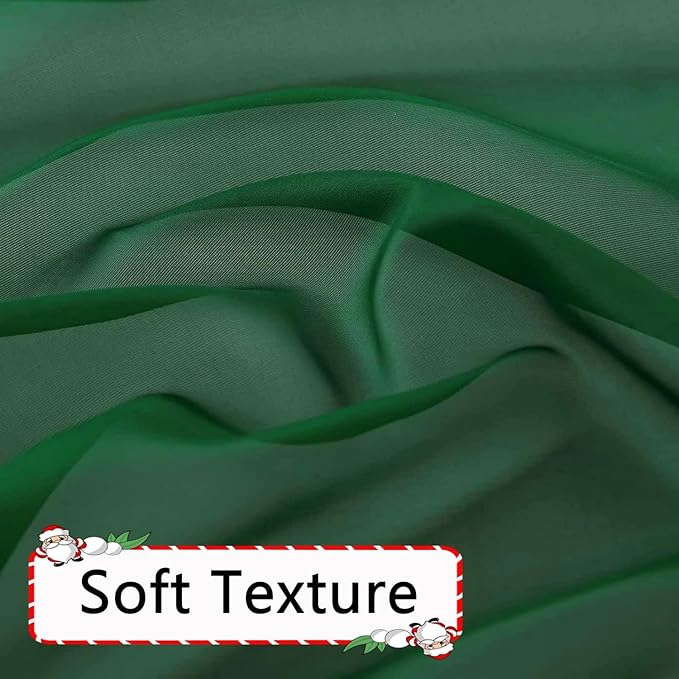 SpaceDresser Foliage Green Sheer Curtains 4 Panels Rod Pocket Semi-Sheer Curtain 45 Inches Long Light Filtering Voile Window Drapes for Bedroom Living Room Kitchen, Each 52W x 45L