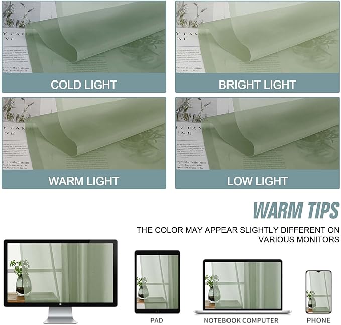 Sage Green Sheer Curtains 84 Inches Long 2 Panels, Elegant Airy Transparent Light Filtering Window Curtains, Window Drapes for Living Room Bedroom, Top Dual Rod Pocket Design, 2x42Wx84L Inches