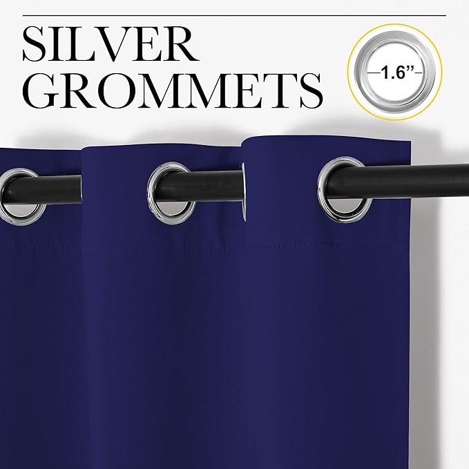 NICETOWN All Season Thermal Insulated Solid Grommet Top Blackout Curtains/Drapes/Panels for Kid's Room (Royal Blue, 2 Panels, 42 x 63 Inch)