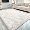 OLANLY 5x5 Area Rugs for Living Room Bedroom, Machine Washable Soft Fluffy Shaggy Bedside Rug, Indoor Floor Carpet for Kids Girls and Boys, Dorms, Nursery Rooms, Home Decor Aesthetic, Ivory